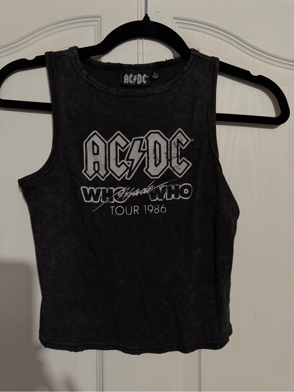 AC/DC Black Graphic Crop Tank Top